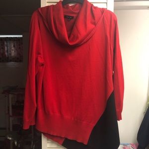 Cowl neck red and black sweater